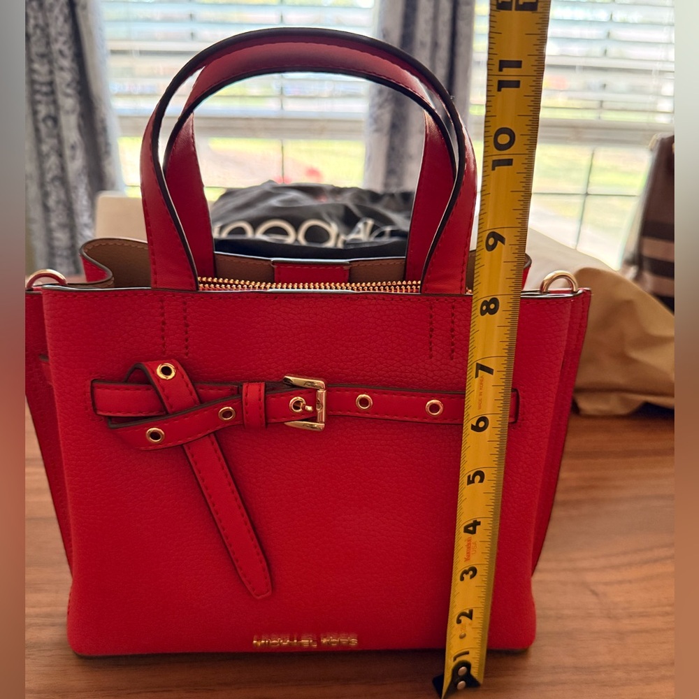 Michael Kors Bright Red Leather Satchel with Gold Hardware - Picture 3 of 16